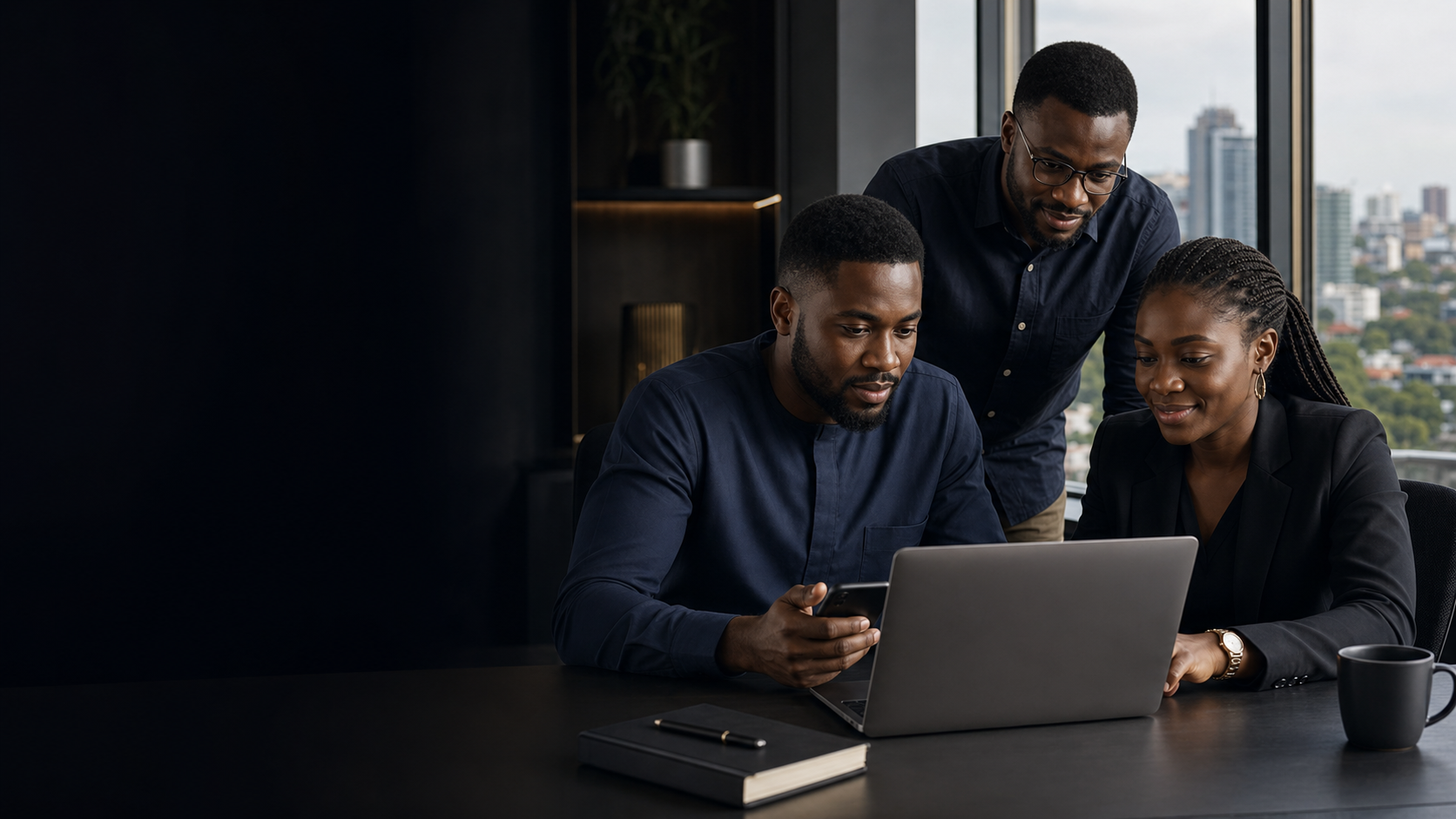 A West African financial technology team collaborating in Accra